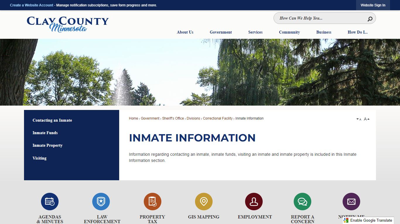 Inmate Information | Clay County, MN - Official Website